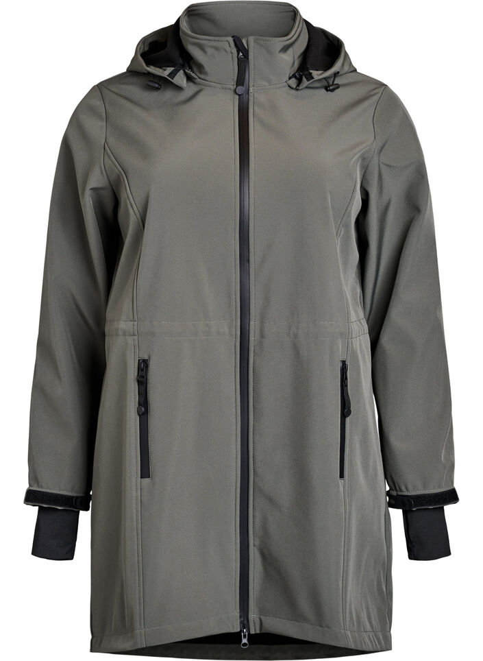 Softshell jas met afneembare capuchon, Grijs, Packshot image number 0