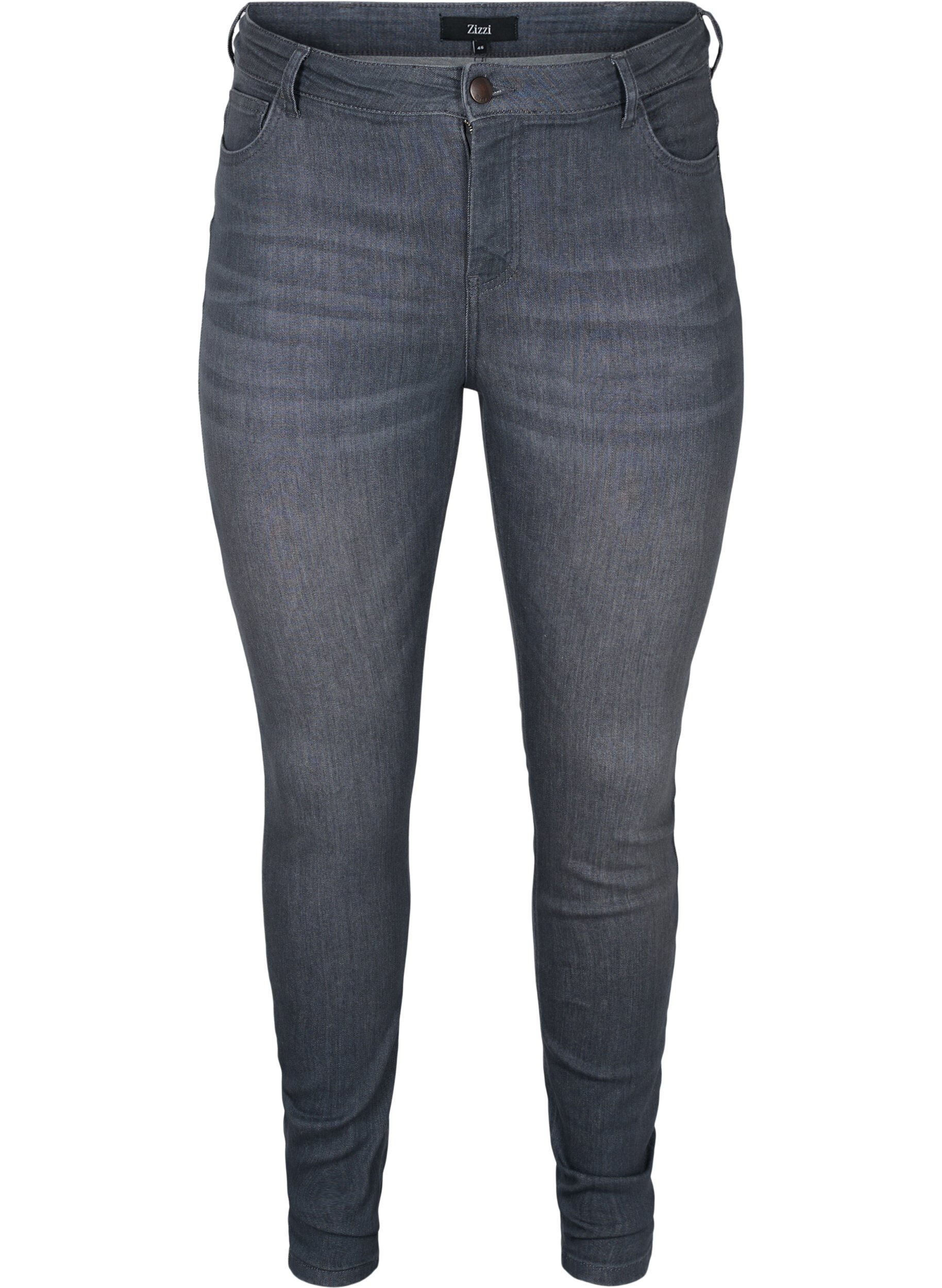 Zizzi Amy jeans met hoge taille en push up, Grey Denim, Packshot image number 0