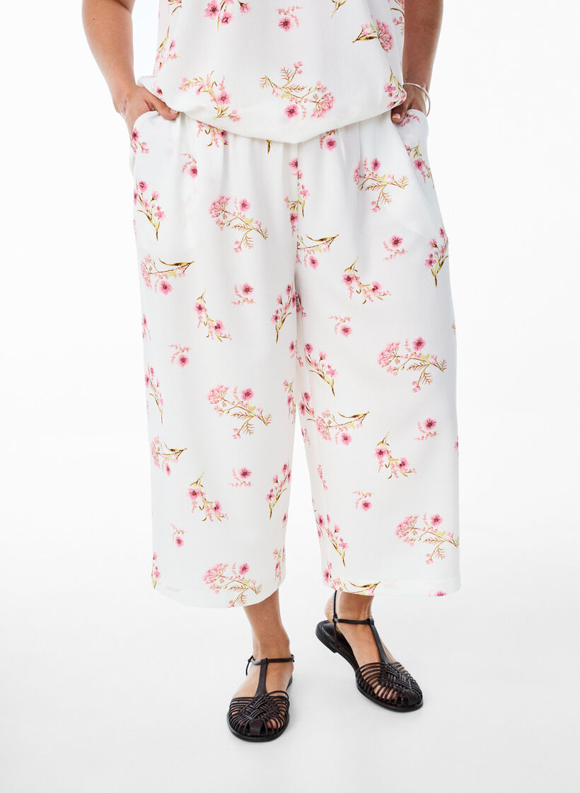 Culotte broek met print, Wit, Model image number 2