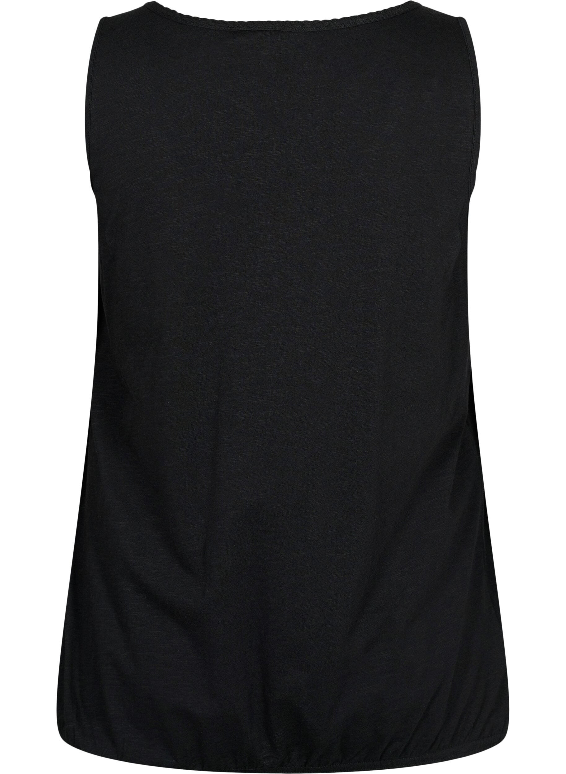 Zizzi Katoenen top met kanten rand, Black, Packshot image number 1