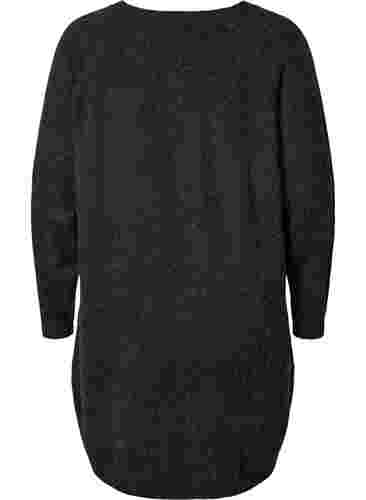 Gebreide jurk met knopen, Dark Grey Melange, Packshot image number 1