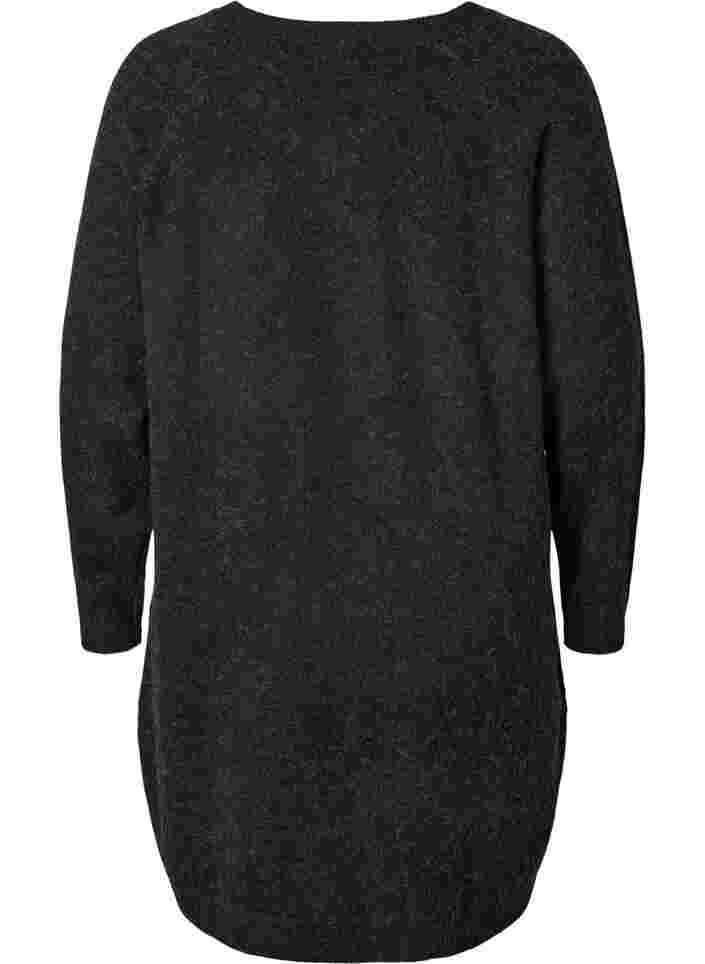 Gebreide jurk met knopen, Dark Grey Melange, Packshot image number 1