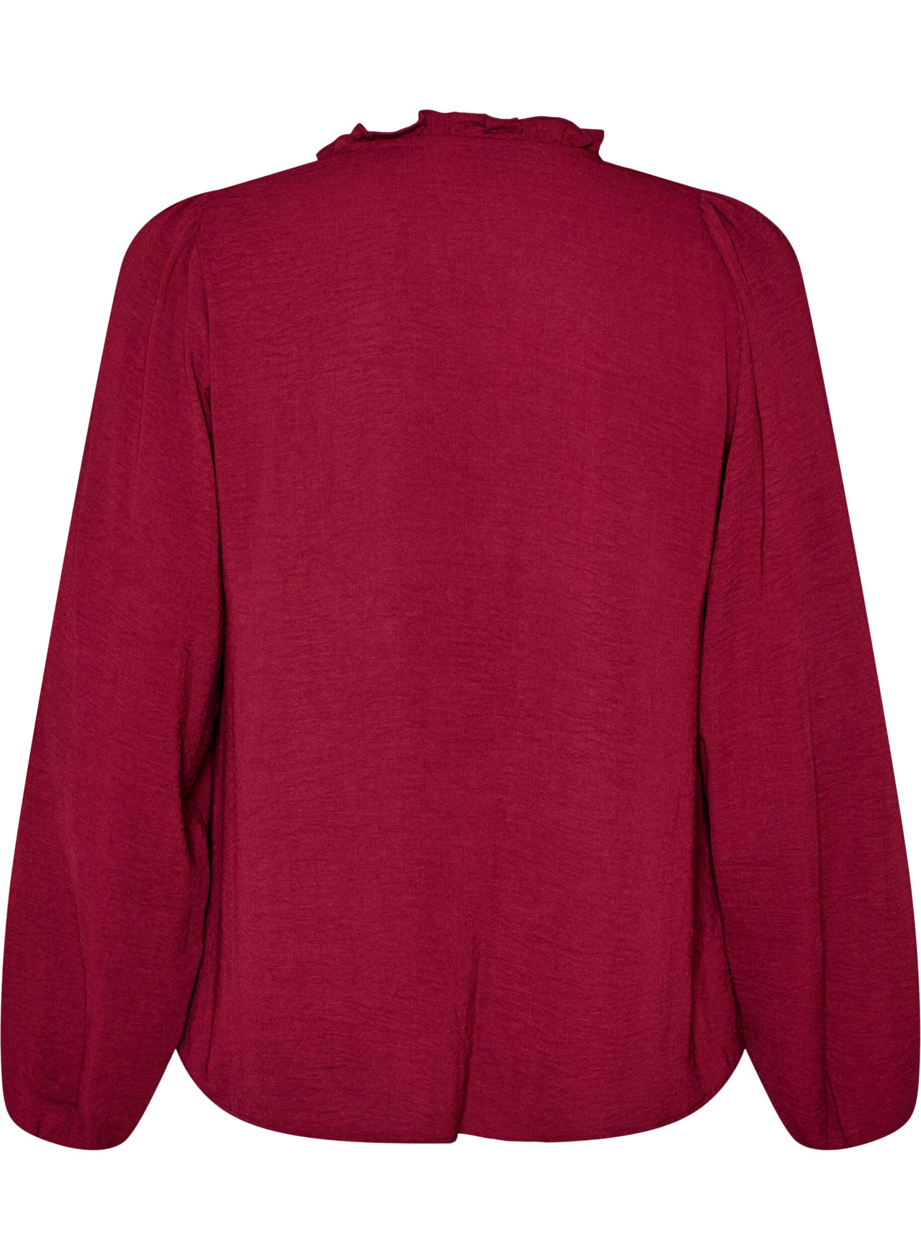 ZizziBlouse met V-hals en gehaakte sierband, Rood, Packshot image number 1