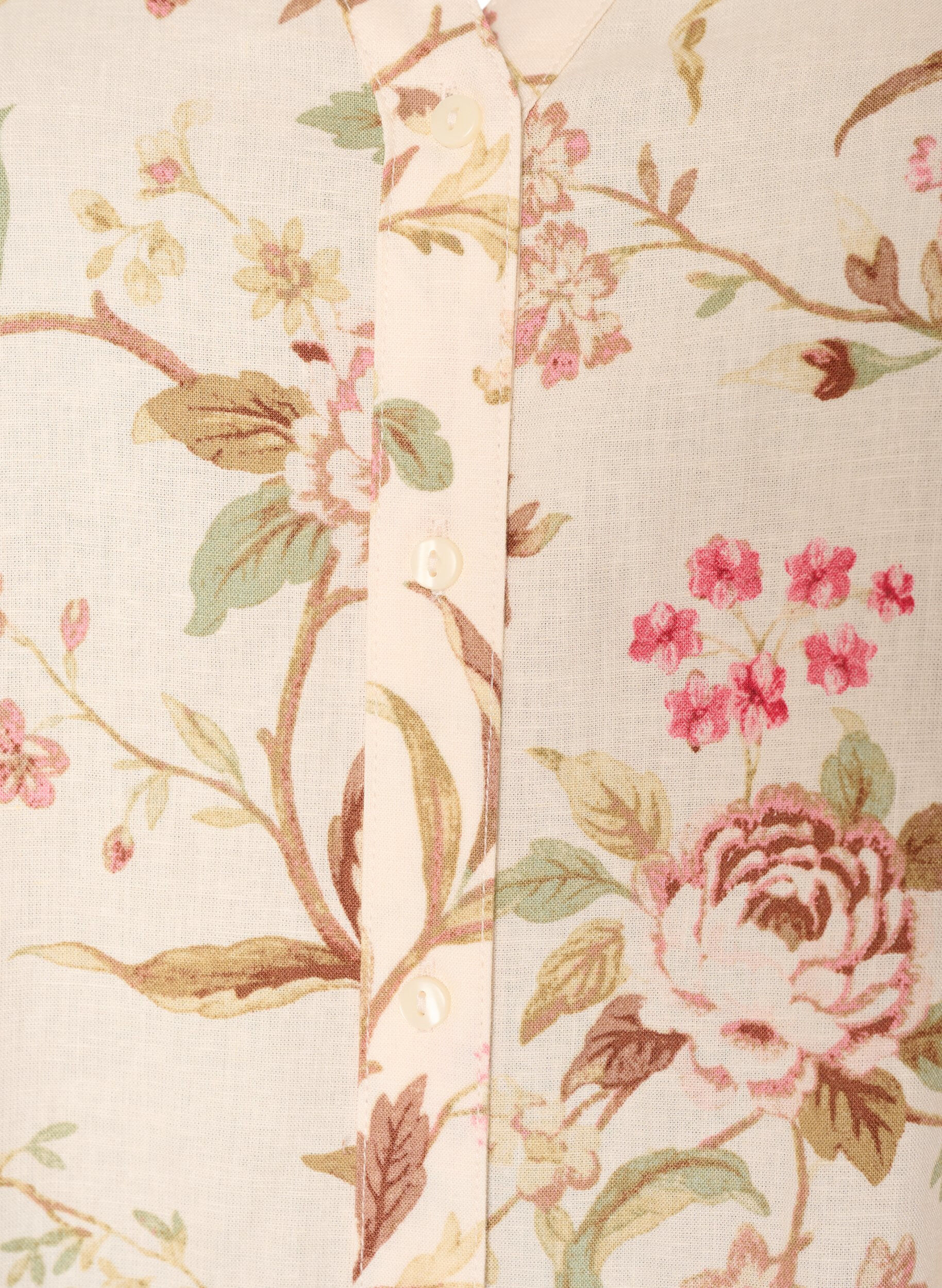 ZizziLang shirt in linnen en viscose, Vanille, Packshot image number 2