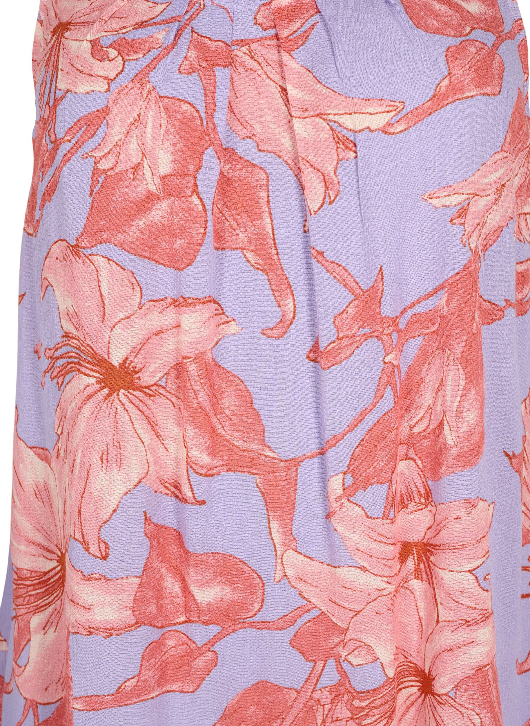 Zizzi Mouwloze top in viscose, Lavender Flower, Packshot image number 2