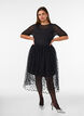 Midi-tule rok met hartjes, Zwart, Model image number 1