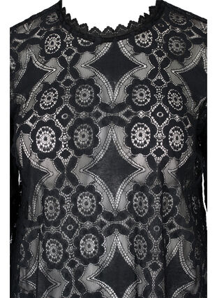 Kanten blouse met ronde hals, Black, Packshot image number 2
