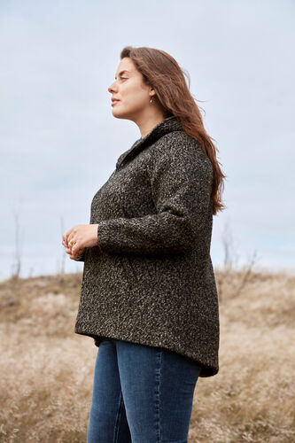Korte gemêleerde jas met wol, Dark Grey Melange, Image image number 1