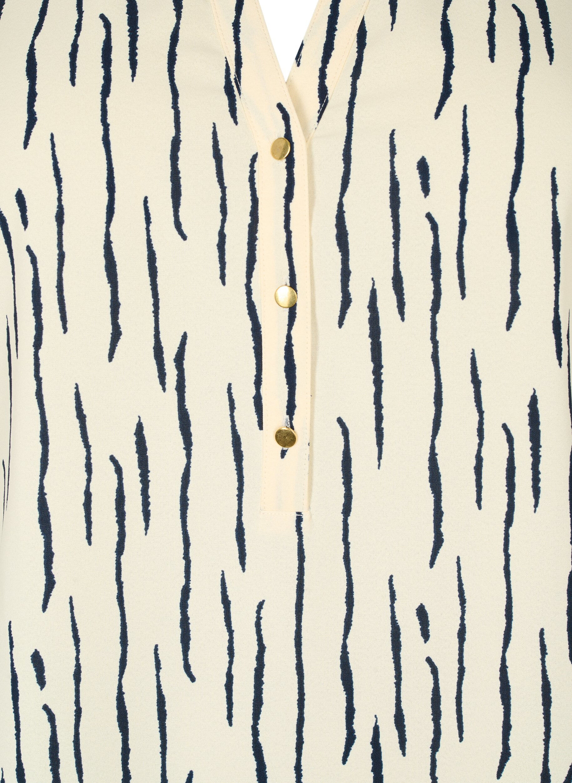 Zizzi Blouse met print en 3/4 mouw, Off White Stripe, Packshot image number 2