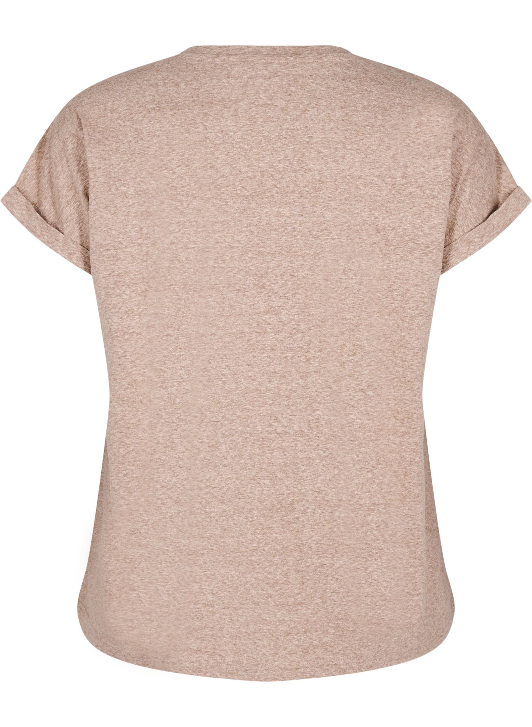 Zizzi Gem&ecirc;leerd T-shirt met korte mouwen, Bruin, Packshot image number 1
