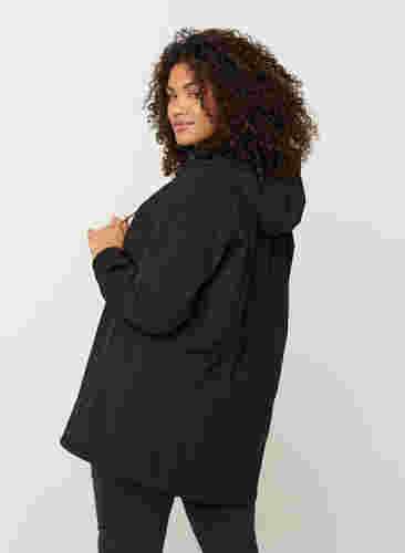 Korte softshell jas met capuchon, Black, Model image number 2