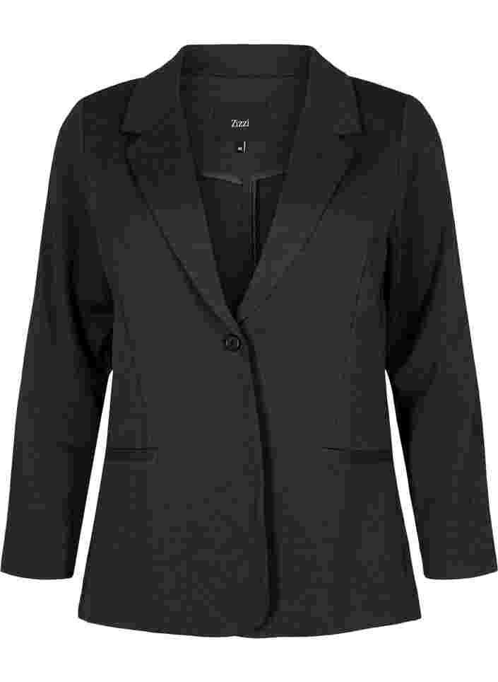 Basic blazer met knoop en sierzakken, Dark Grey Melange, Packshot image number 0