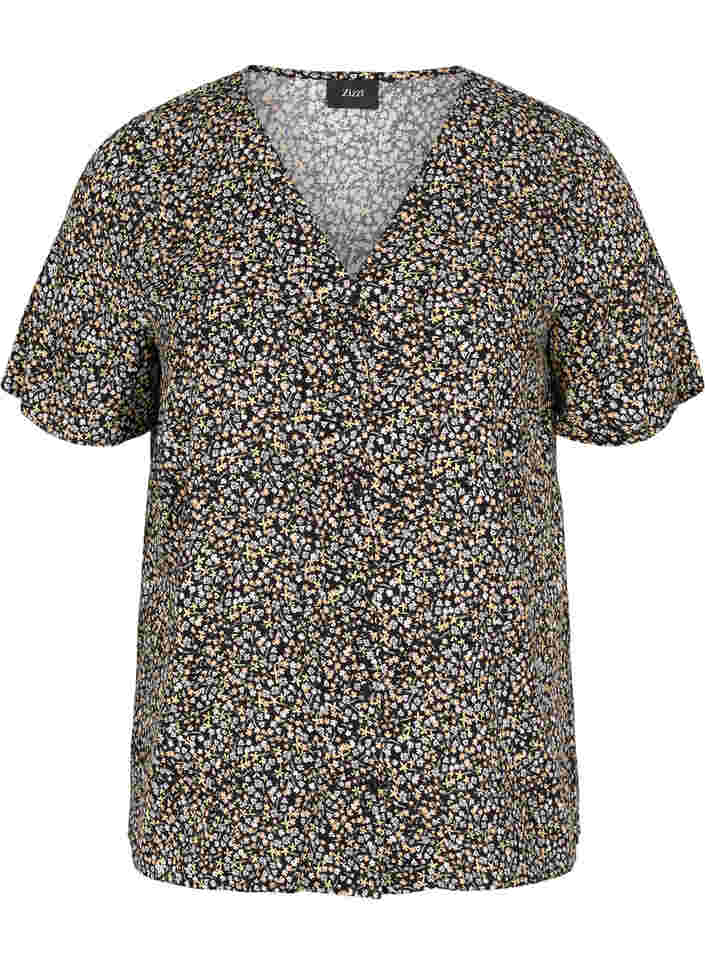 Viscose nachthemd met print, Black Flower AOP, Packshot image number 0