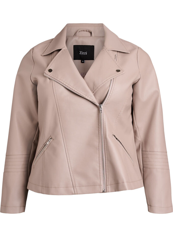 Bikerjack in imitatieleer, Beige, Packshot image number 0