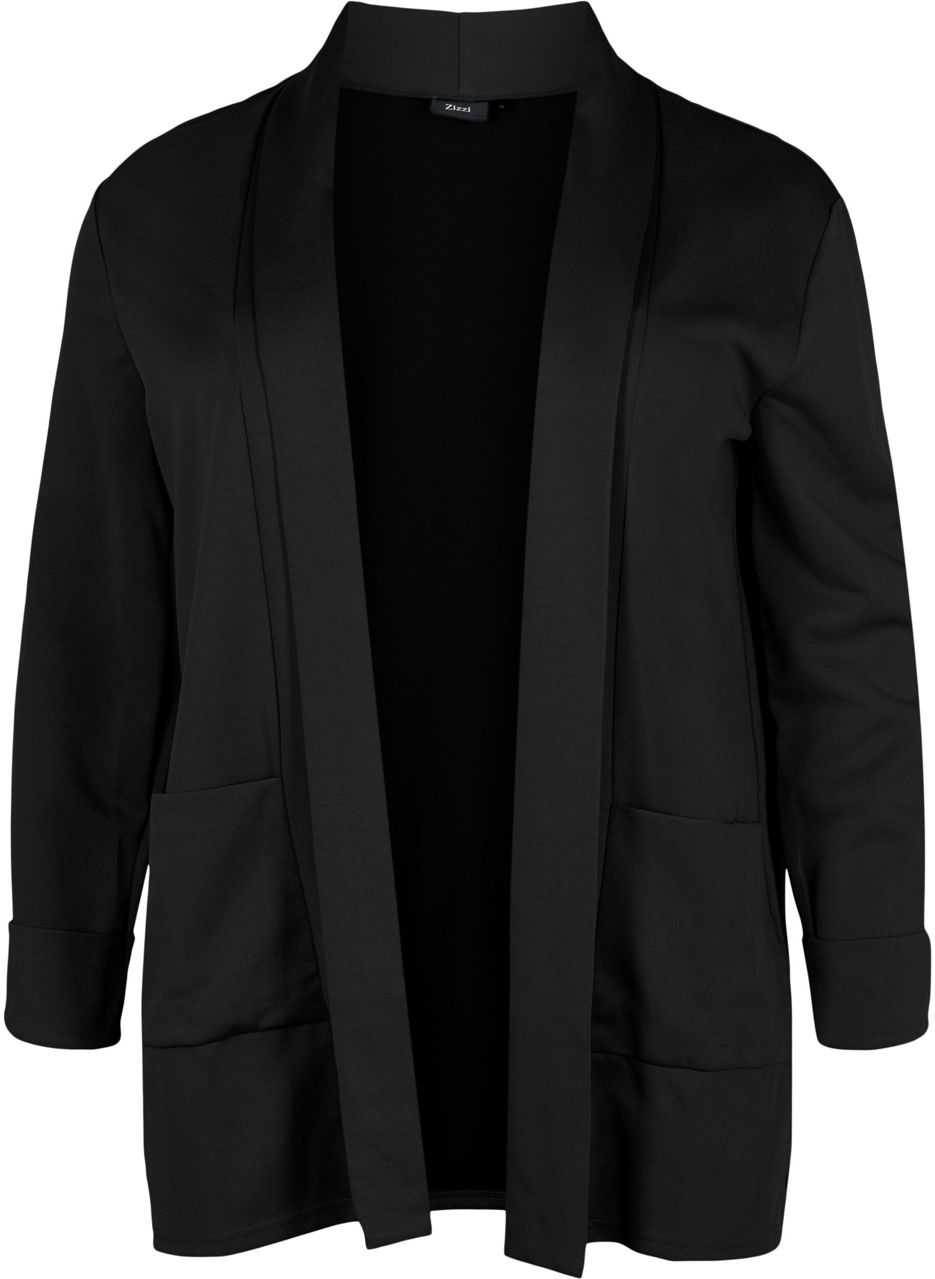 Zizzi Open blazer met 3/4 mouwen, Black, Packshot image number 0