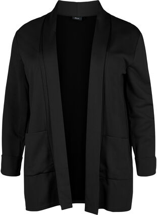 Open blazer met 3/4 mouwen, Black, Packshot image number 0