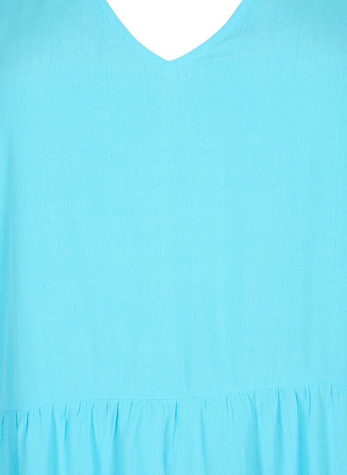 Effen viscose tuniek met korte mouwen, Bachelor Button, Packshot image number 2