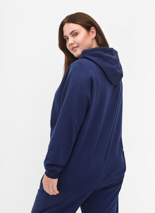 Sweater met capuchon en print, Medieval Blue, Model image number 1