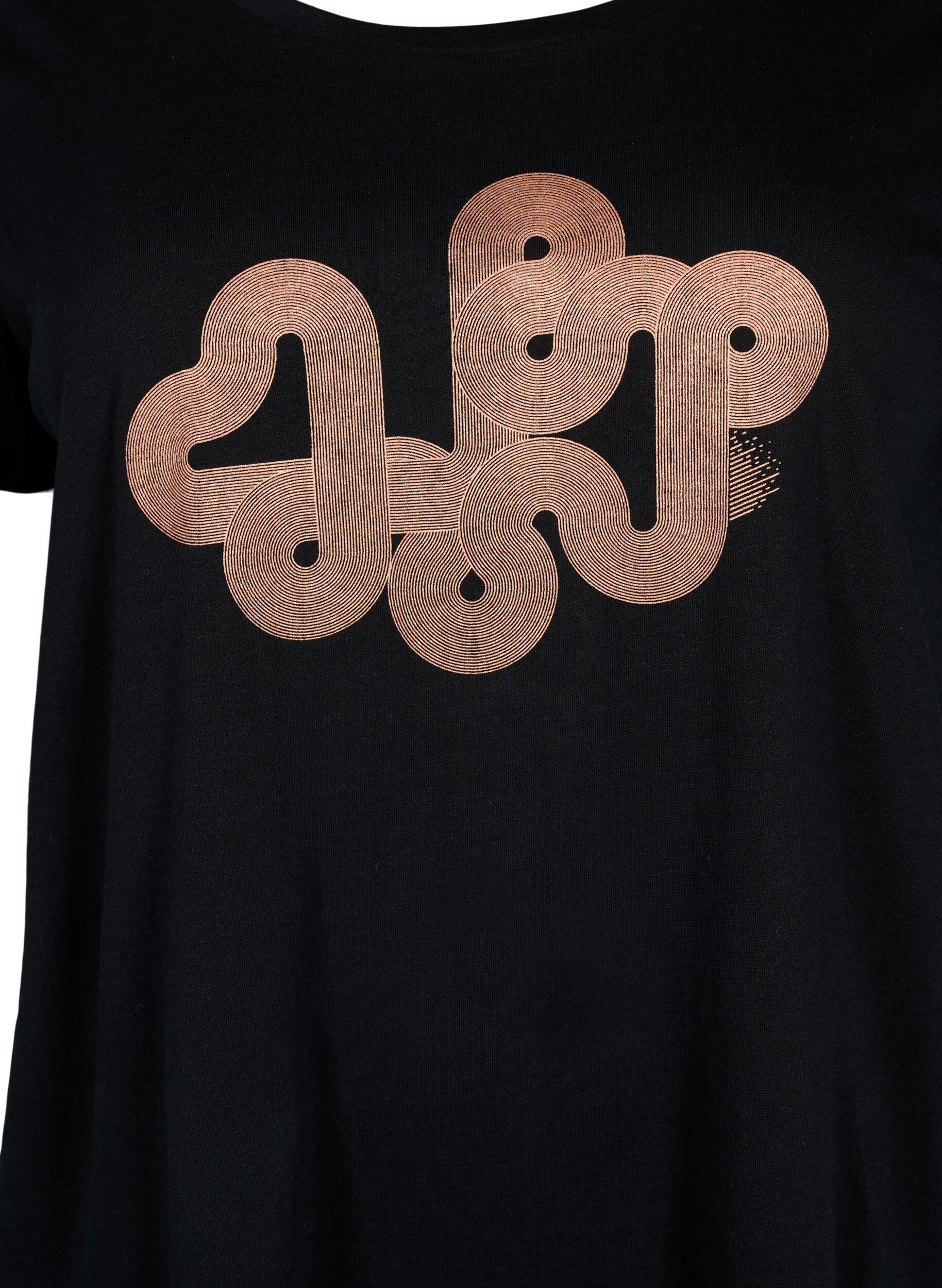 Zizzi Sport-T-shirt met print, Black w. Graphics, Packshot image number 2