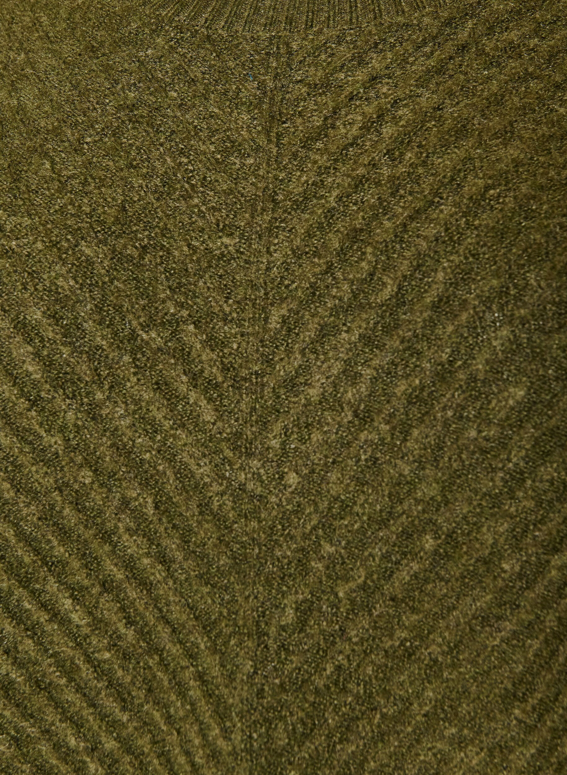 ZizziKorte gebreide jurk met een V-vormig textuurpatroon, Groen, Packshot image number 2