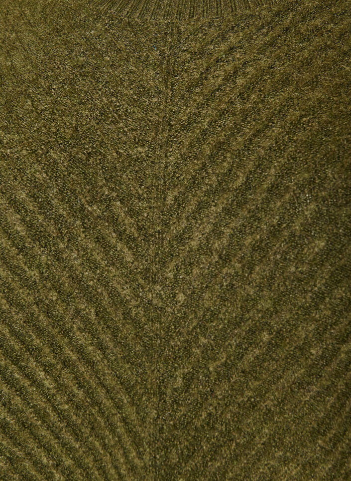 Korte gebreide jurk met een V-vormig textuurpatroon, Groen, Packshot image number 2