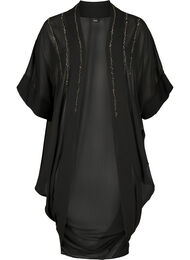 Kimono met 3/4 mouwen en sierparels, Black