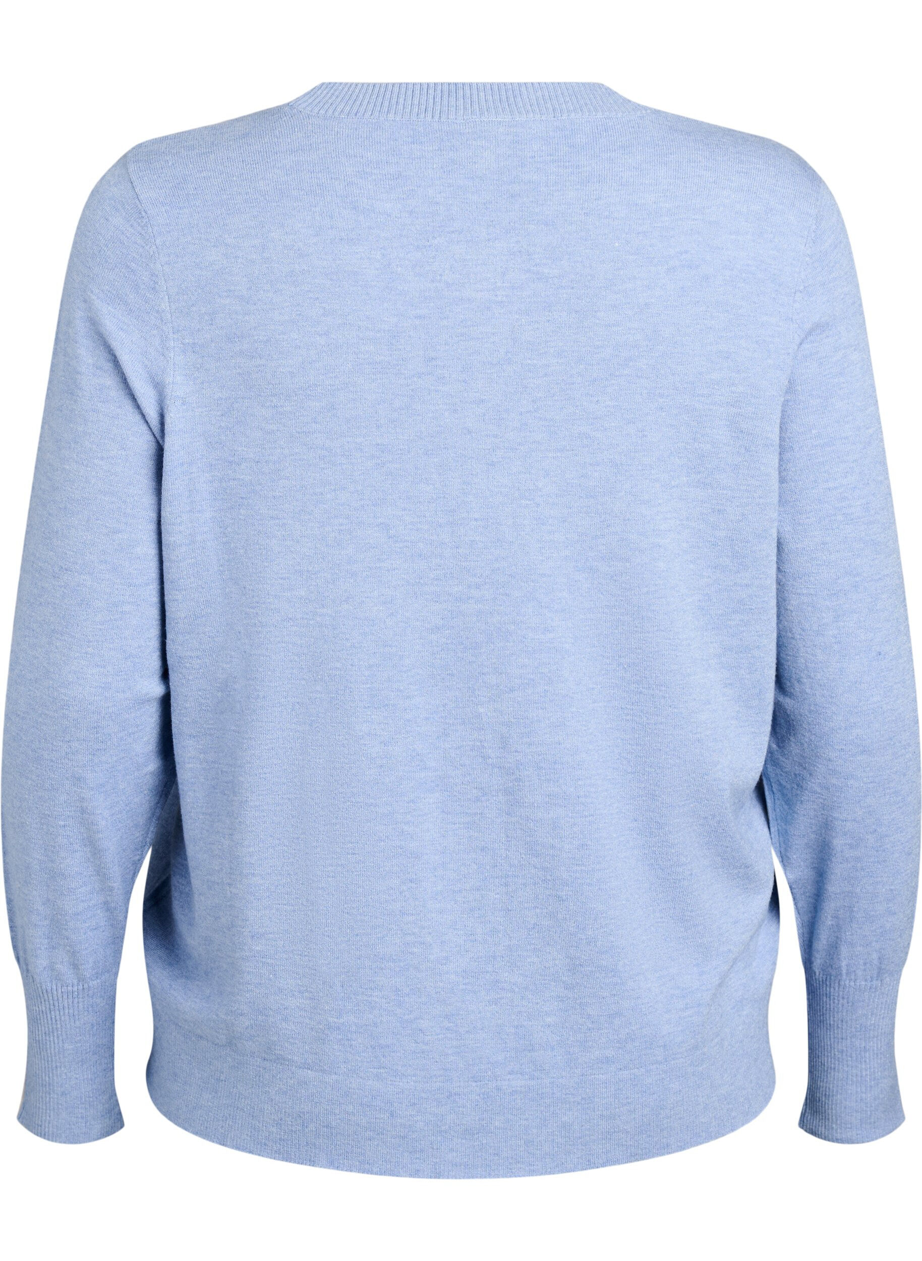 ZizziGebreide blouse met ronde hals, Blauw, Packshot image number 1