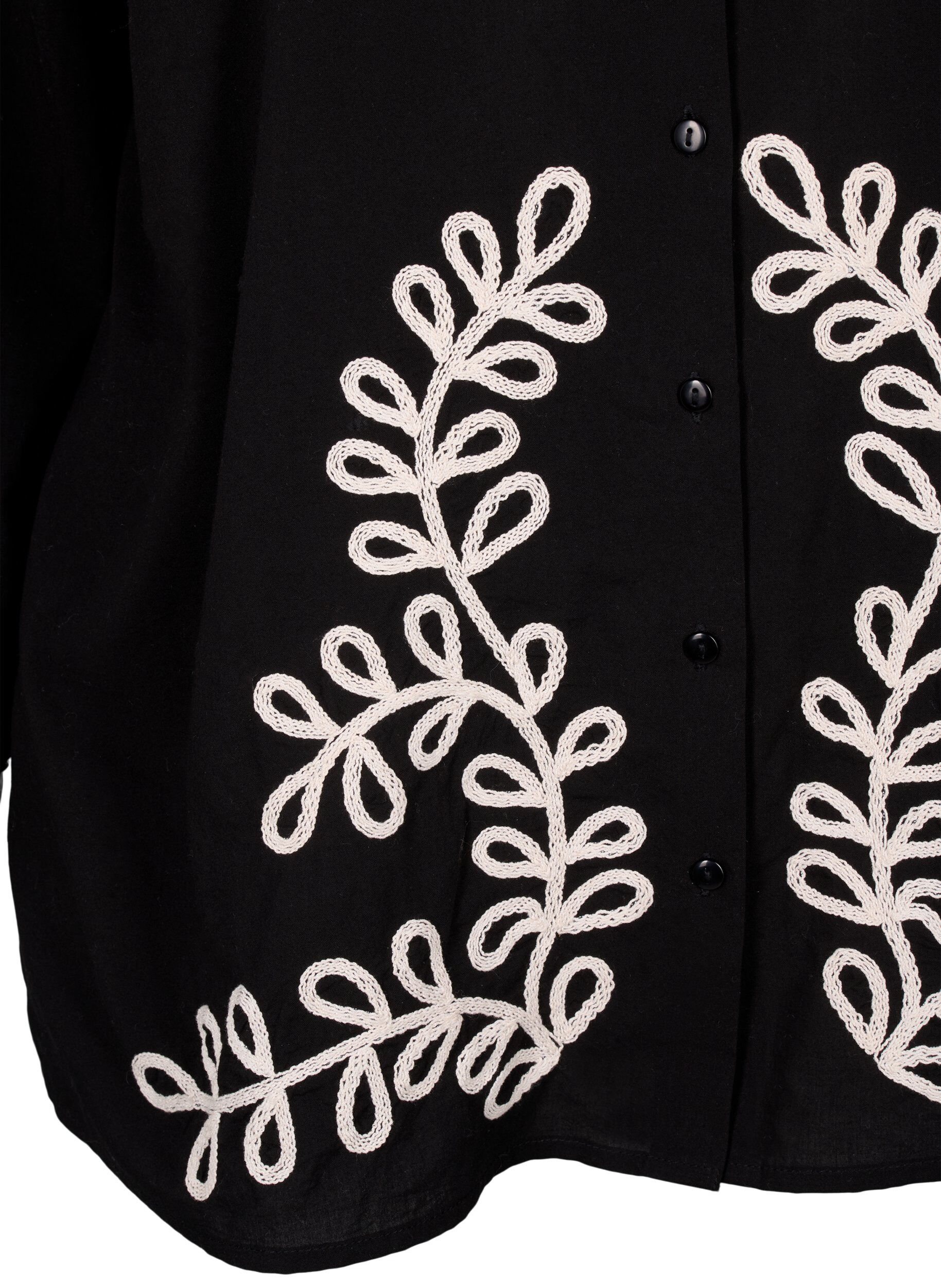 Zizzi Los katoenen shirt met borduursel, Black, Packshot image number 3