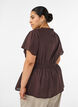 Katoenen blouse met strik en elastische taille, Bruin, Model image number 2