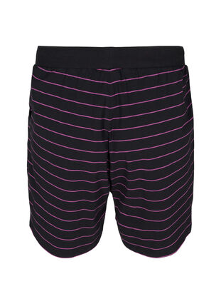 Losse katoenen shorts met strepen, Black w. Purple, Packshot image number 1