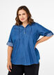 Denim blouse met capuchon, Medium Blue Denim, Model image number 0