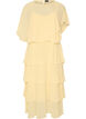 Maxi jurk met ruches en afneembare cape, Geel, Packshot image number 0