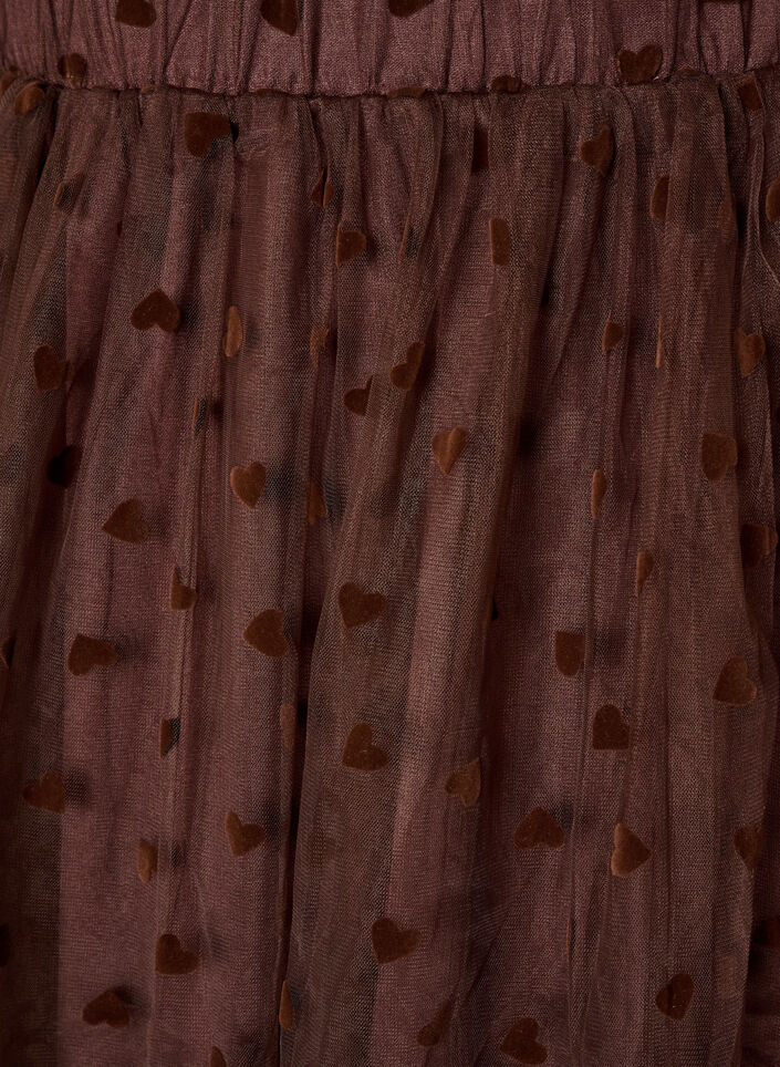 Midi-tule rok met hartjes, Bruin, Packshot image number 2