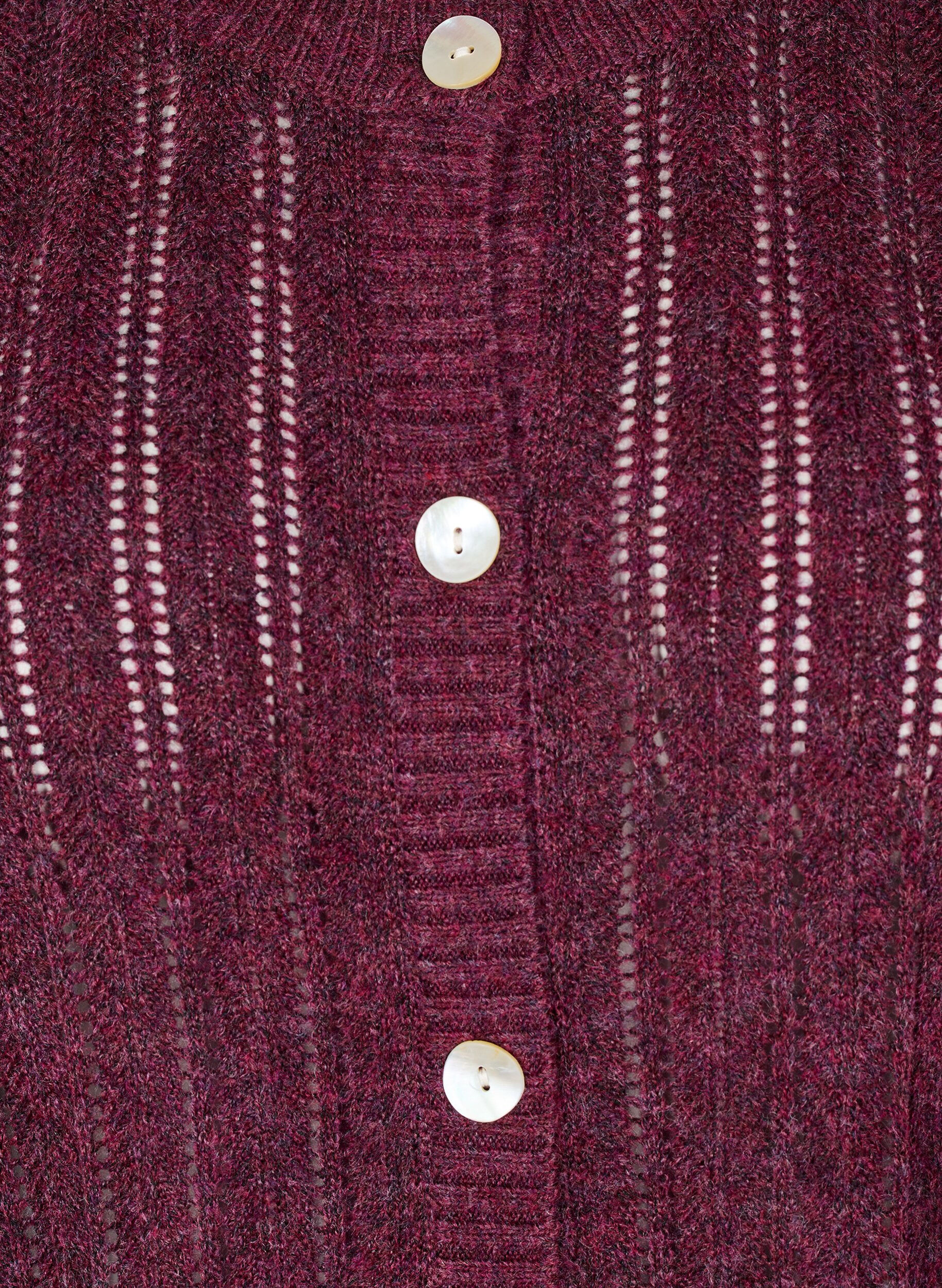 Zizzi Gebreide cardigan met opengewerkt patroon, Donker Bordeaux, Packshot image number 2