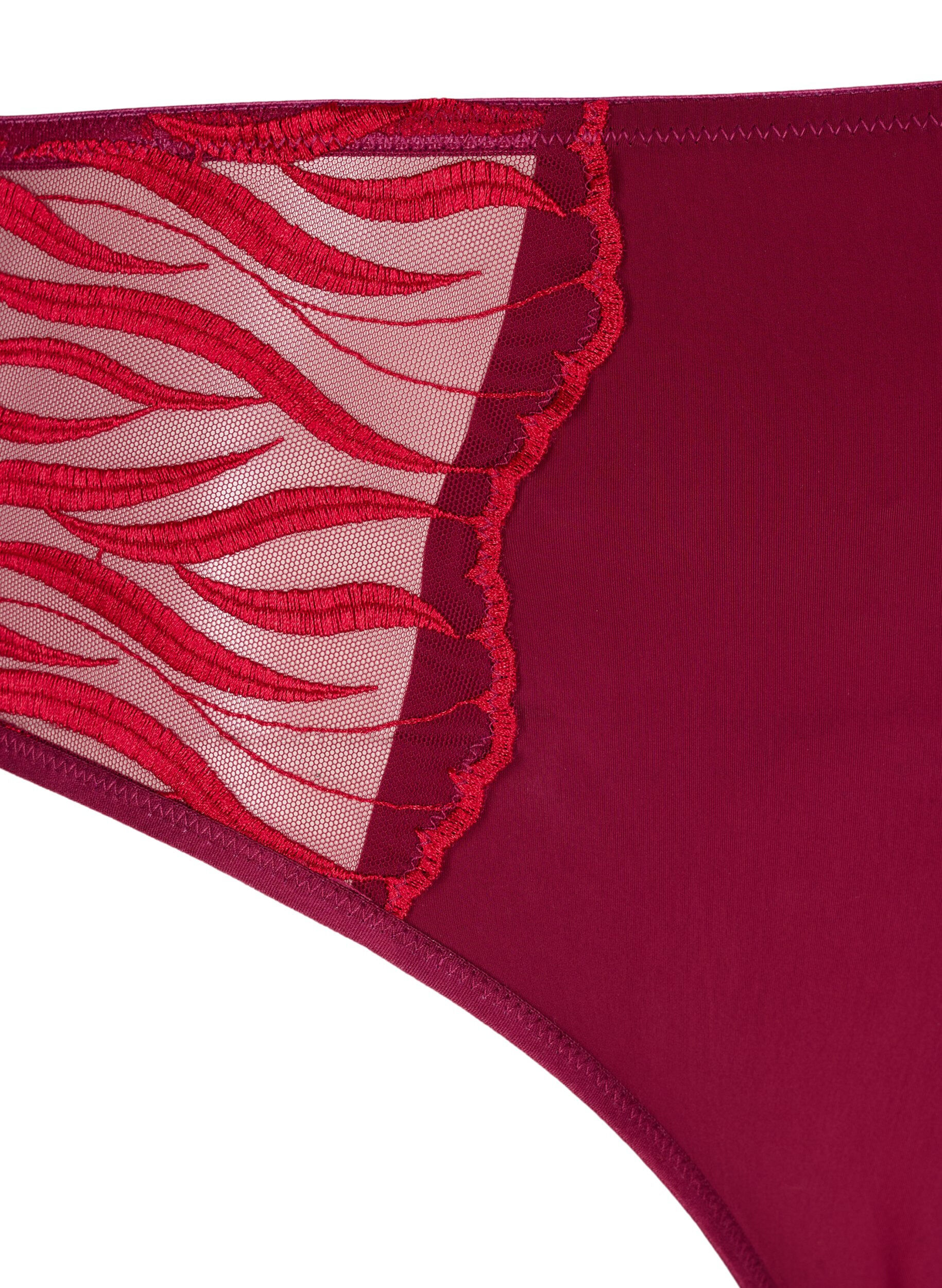 Zizzi Tai slip met borduursel en normale taille, Rood, Packshot image number 2