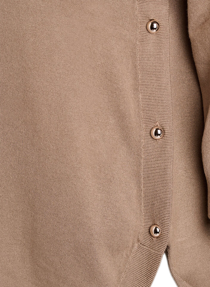 Gebreide blouse met knoopjes aan de zijkant, Beige, Packshot image number 3