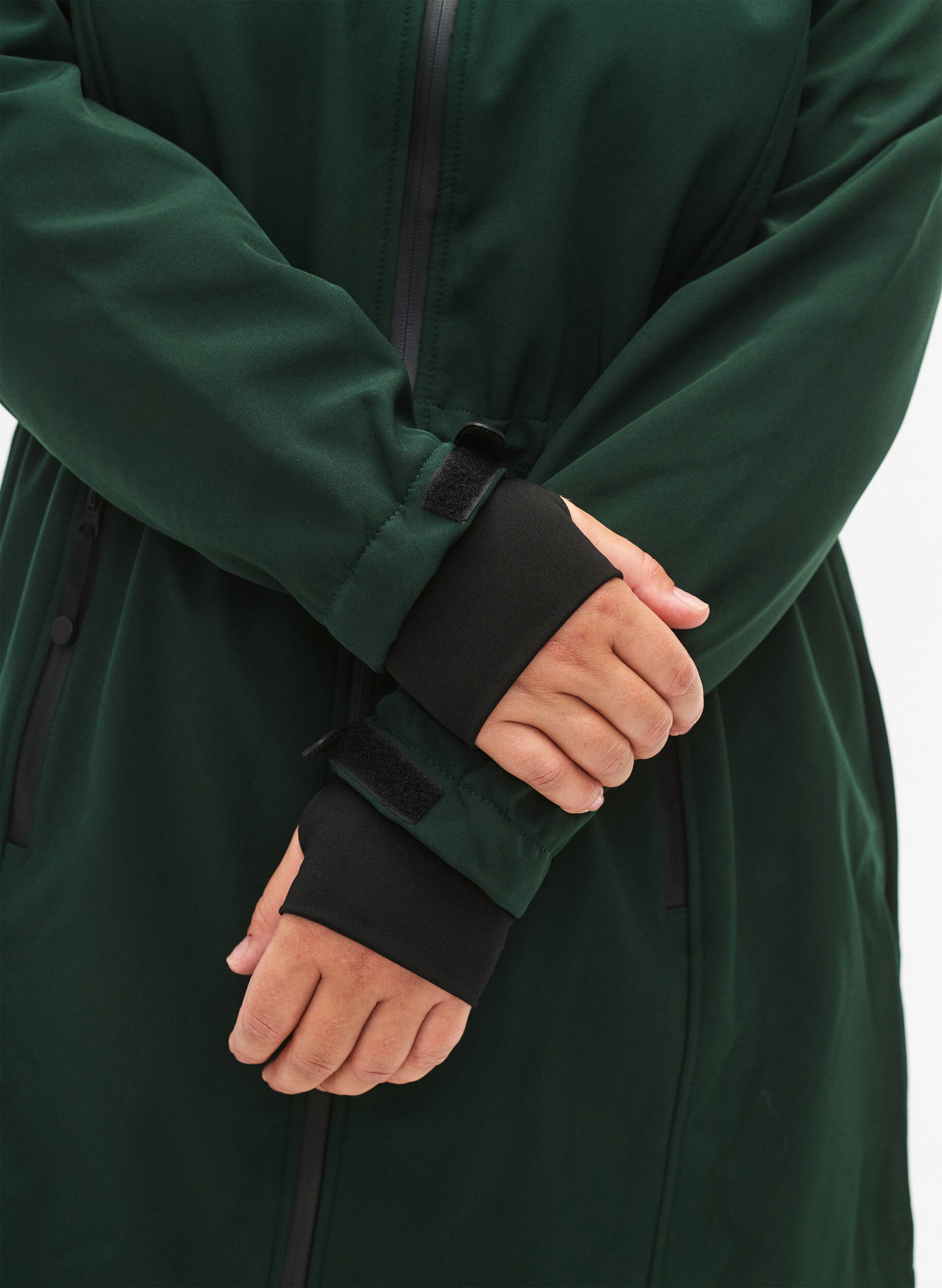 Zizzi Softshell jas met afneembare capuchon, Groen, Model image number 3