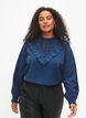 Viscose blouse met ruches en borduursel, Titan, Model image number 0
