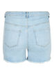 Korte spijkerbroek met versleten details, Light Blue Denim, Packshot image number 1