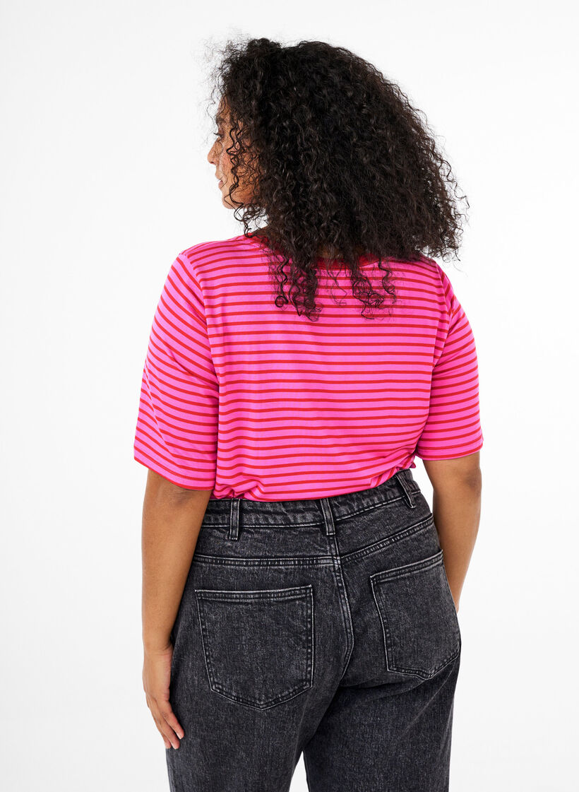 T-shirt met TENCEL™ Lyocell en strepen, Roze, Model image number 2
