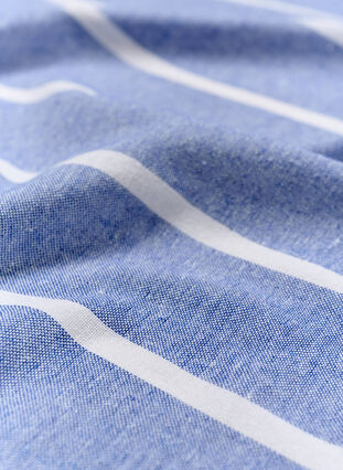 Gestreepte handdoek met franjes, Medium Blue Melange, Packshot image number 3