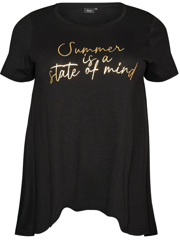 T-shirt met ronde hals en A-lijn vorm, Zwart, Packshot image number 0