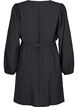 Korte wikkeljurk met strikceintuur, Zwart, Packshot image number 1