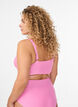 Bikinitop met gestreepte textuur en kruislingse bandjes, Roze, Model image number 1