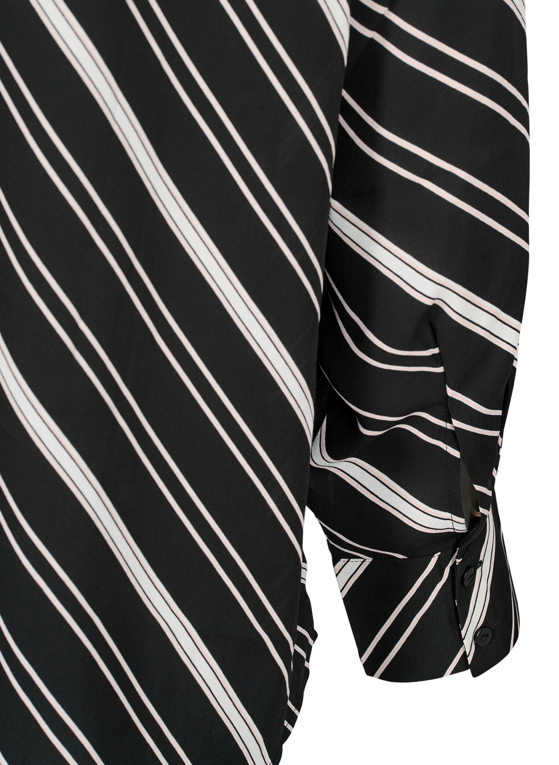 Zizzi Gestreepte shirt met lange mouwen, Black Stripe, Packshot image number 3