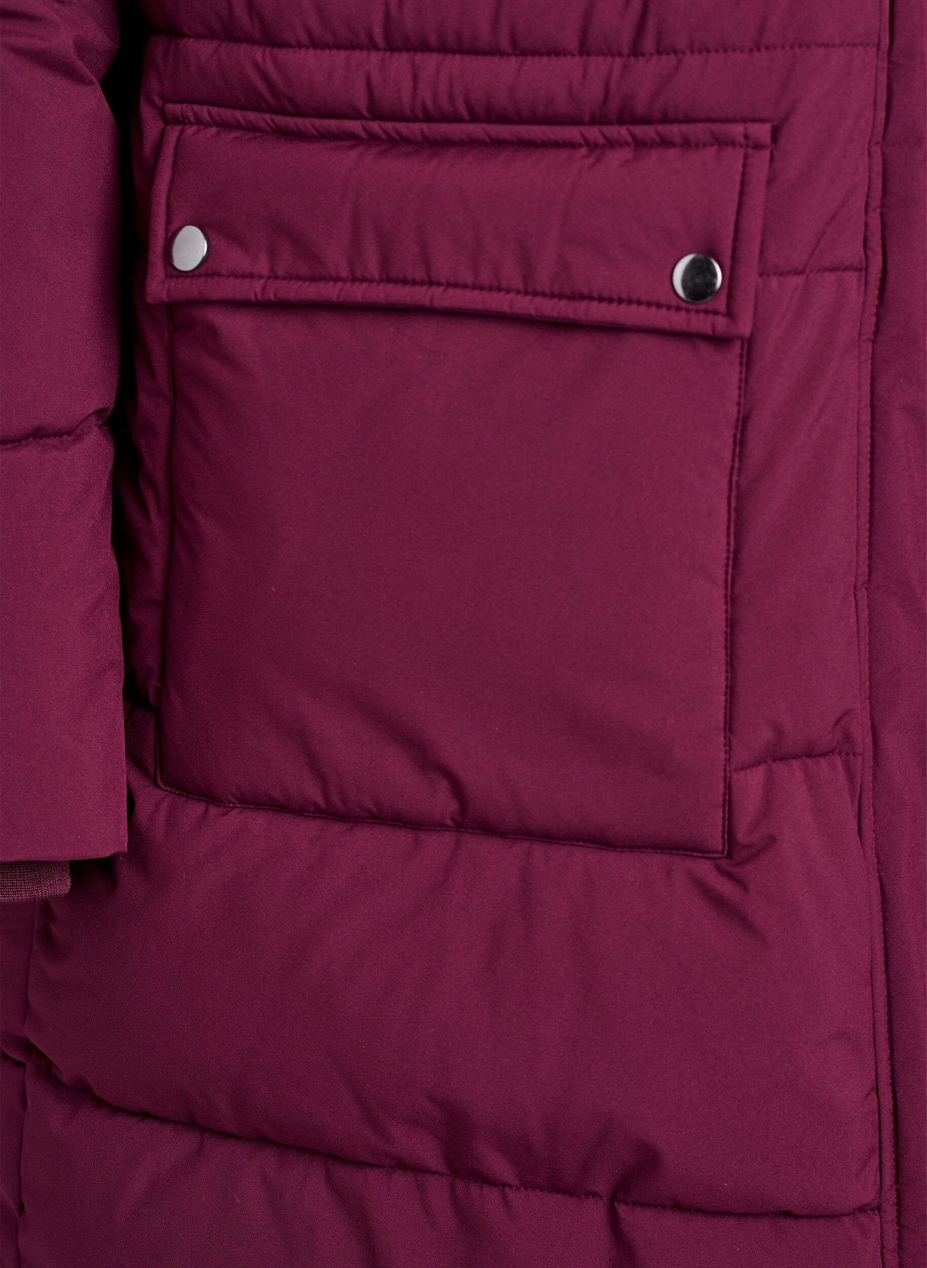 Zizzi Waterafstotende parka met imitatiebontkraag, Donker Bordeaux, Packshot image number 3