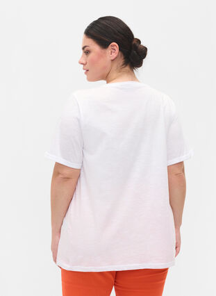 Katoenen t-shirt met korte mouwen, Bright White, Model image number 1