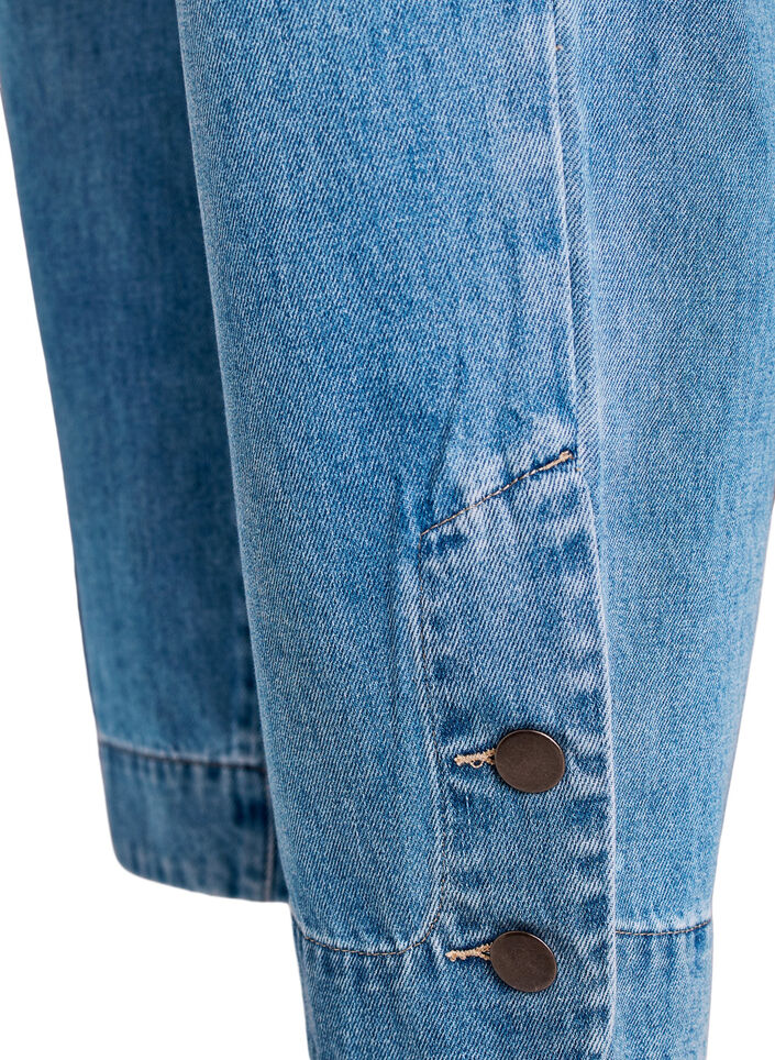 Gecropte Kiana jeans met straight-fit en knoopdetails, Blauw, Packshot image number 3