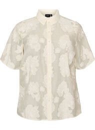 Transparante blouse met bloemenprint, Beige