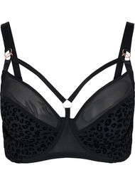 Gedessineerde beha met mesh en koord, Black